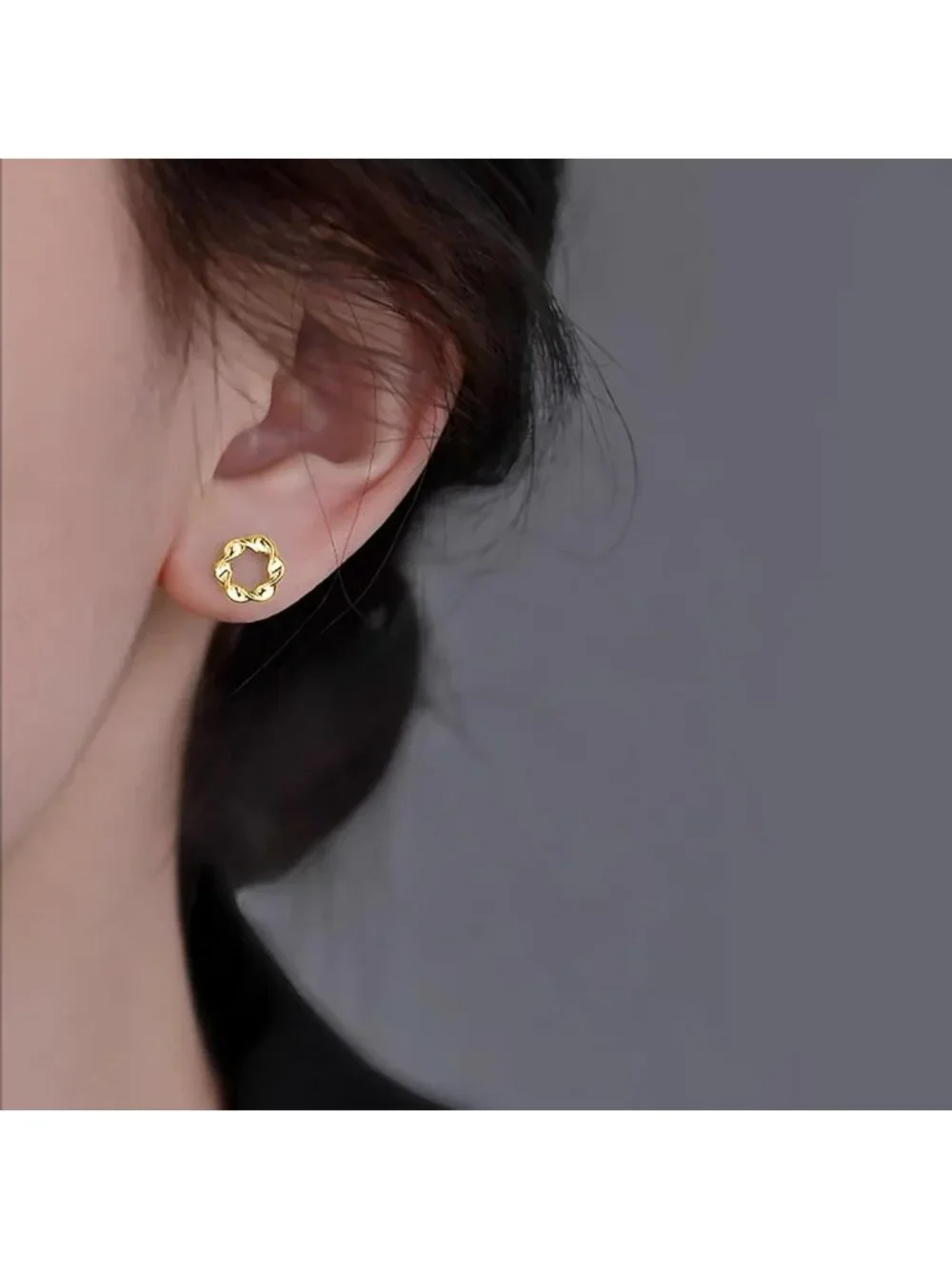 Minimalist 925 Sterling Silver Circle Stud Earrings for Women & Teens - Open